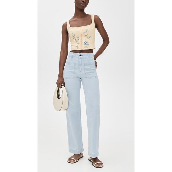 ASKK NY Sailor Pants Light Wash Wide Leg Jeans In Bleachout Blue - Picture 5 of 12